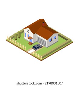 house isometric building vector illustration