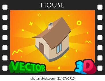 House isometric design icon. Vector web illustration. 3d colorful concept