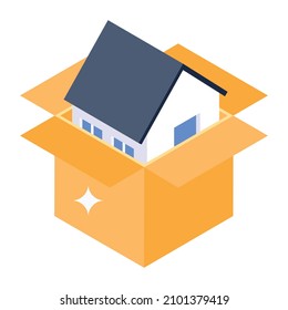 Casa en un icono modificable isométrico

