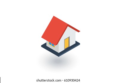 House isometric flat icon. 3d vector colorful illustration. Pictogram isolated on white background