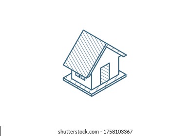 House isometric icon. 3d vector illustration. Isolated line art technical drawing. Editable stroke