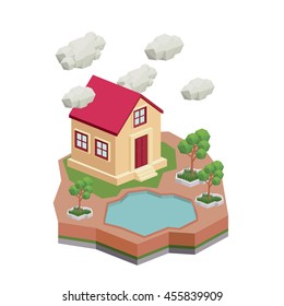house isometric  isolated icon design, vector illustration  graphic 