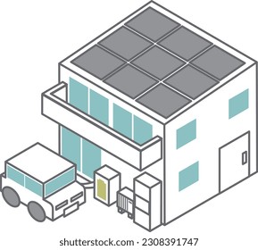 House with isometric solar panels