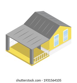 house isometric view color vector illustration for web