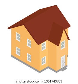 House isometric view vector icon isolated on white background.