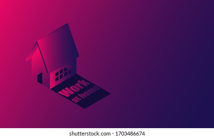 House in isometric and work at home vector design