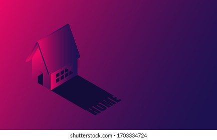 House in isometric and working at home vector design