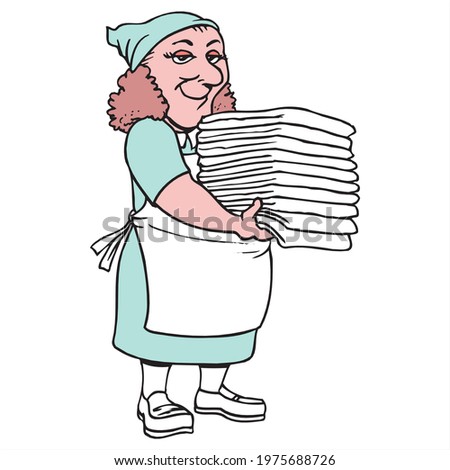 house keeper with clean bed sheets
