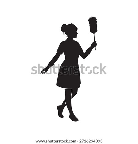 House Keeper silhouette vector flat illustration on white background