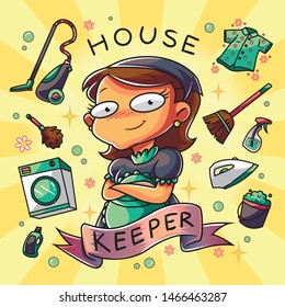 House Keeper Tools Vector Illustration 