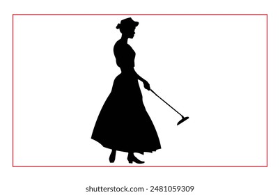 Hausmeister Vektorgrafik Silhouette, Reinigungssilhouette Zimmermädchen