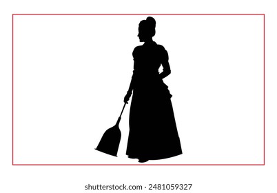 House Keeper vector silhouette, Cleaning Silhouette Maid