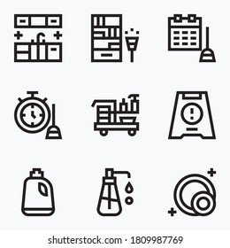 House Keeping Icons Set Line With White Background - Vector