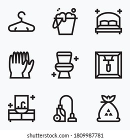 House keeping icons set line with white background - vector