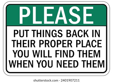 House keeping sign and labels