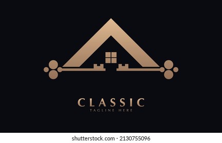 House key abstract monogram vector logo template
