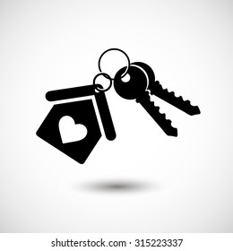 House key black icon for web real estate template. Vector illustrations EPS 10 on an isolated background.