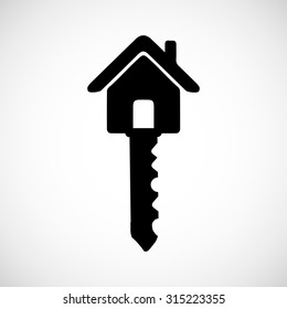 House key black icon for web real estate template. Vector illustrations EPS 10 on an isolated background.