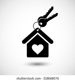 House key black icon for web real estate template. Vector illustrations EPS 10 on an isolated background.