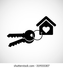 House key black icon for web real estate template. Vector illustrations EPS 10 on an isolated background.