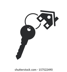 House Key Black Web Icon. Vector Real Estate Template