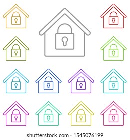 House, key, clock multi color icon. Simple thin line, outline vector of real estate icons for ui and ux, website or mobile application
