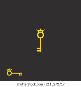house key crown logo design simple icon template