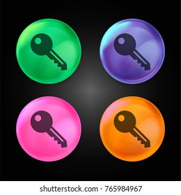 House Key crystal ball design icon in green - blue - pink and orange.