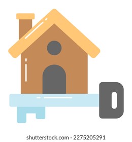 House with key denoting vector of house ownership, editable icon