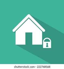 House and key flat icons with long shadow. Vector illustration eps10.