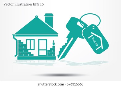 house key hand vector icon.