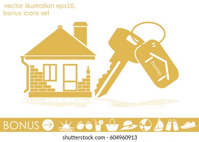 house key hand vector icon