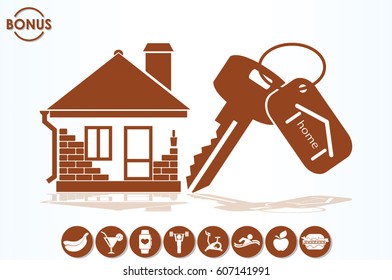 house key hand vector icon