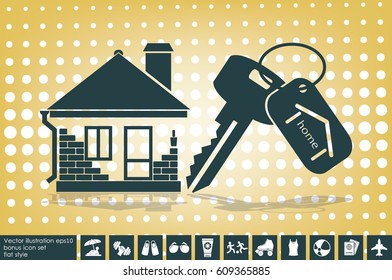 house key hand vector icon