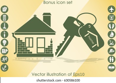 house key hand vector icon