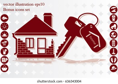 house key hand vector icon
