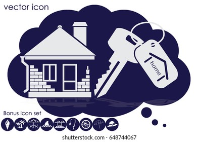 house key hand vector icon