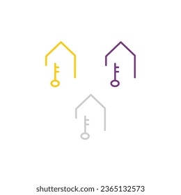 HOUSE WITH KEY HOME DEVELOPMENT REAL ESTATE ARCHITECTURE STUDIO LOGO SIGN SYMBOL VECTOR ( 3 COLOR VARIANTS )