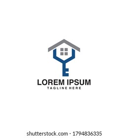 House With Key For Home Security Logo Vector Icon Illustration