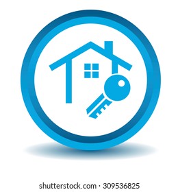 House key icon, blue, 3D, isolated on white