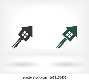 house key icon. Eps 10 vector. Flat design of key and house. connection of the house with the key. vector idea. key and home icon .10 eps
