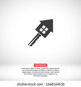 icono de la tecla casa. Vector Eps 10. Diseño plano de llave y casa. conexión de la casa con la llave. idea vectorial. tecla y icono principal .10 pasos