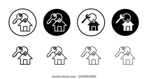 House key icon Flat outline fill set collection