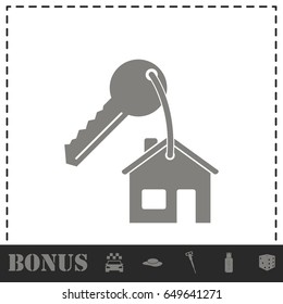 House key icon flat. Simple vector symbol and bonus icon
