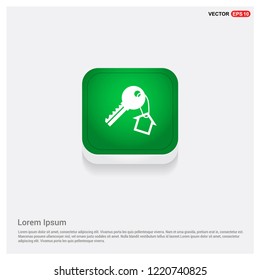 House key icon. Green Web Button - Free vector icon