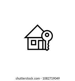 house key icon. home owner symbol. simple clean thin outline style design.