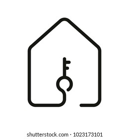 house with key icon. line style