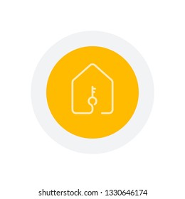 house with key icon. line style. Icon in colored circle with gray bold border. Web button, modern flat design