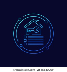 house and a key icon, linear vector design