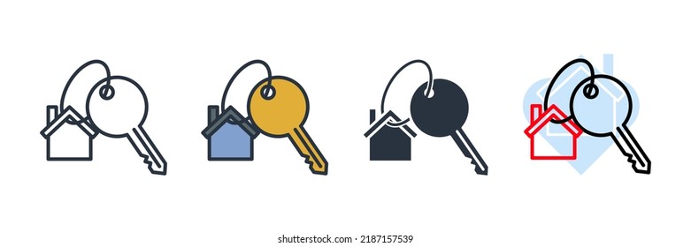 house key icon logo vector illustration. house keys symbol template for graphic and web design collection